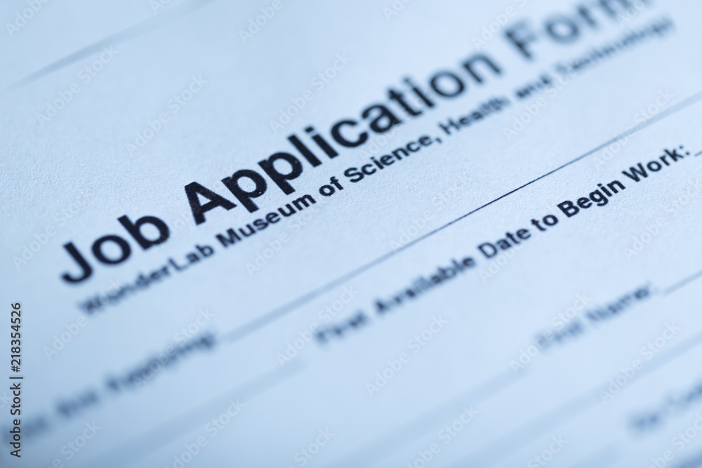 Closeup of a Job Application Form Closeup of a Job Application Form