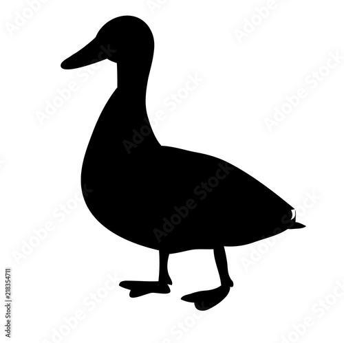 a white background silhouette goose, bird duck