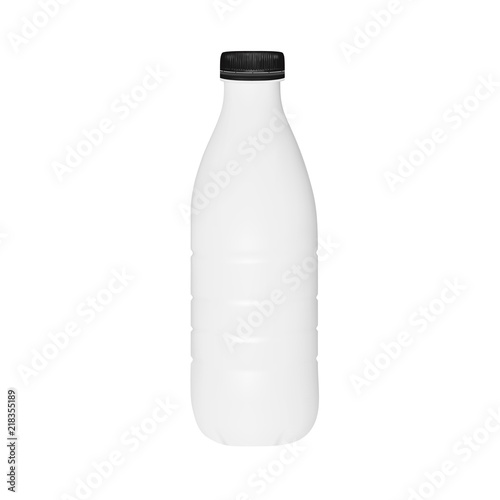 Plastic bottle of milk or kefir in vector on white background.Plastic bottle with lid vector.
