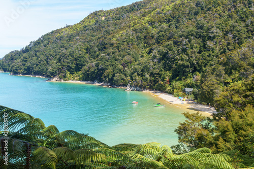 Tropical bay with beach, turquoise sea