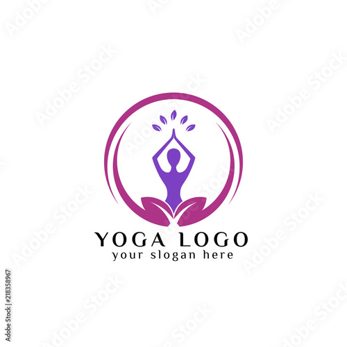 yoga logo design stock. meditation vector illustration