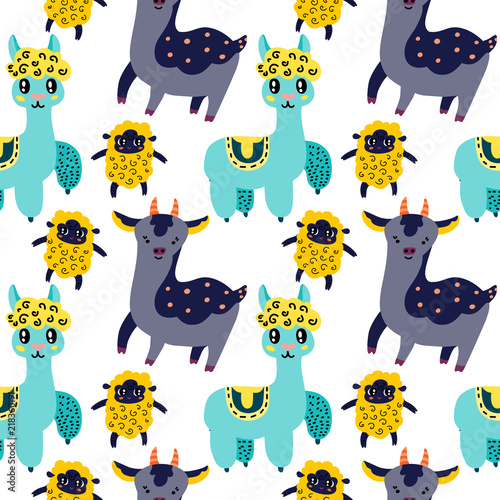 Fototapeta Cute animals seamless pattern