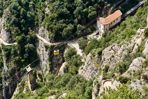Cable car in Montserrat mountains. Catalonia, Spain photo