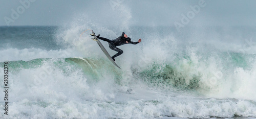 Airborne Surfer, Fistral, Newquay, Cornwall