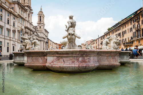 The Fountain of the Moor (Fontana del Moro) at Piazza Navona in Rome, Italy