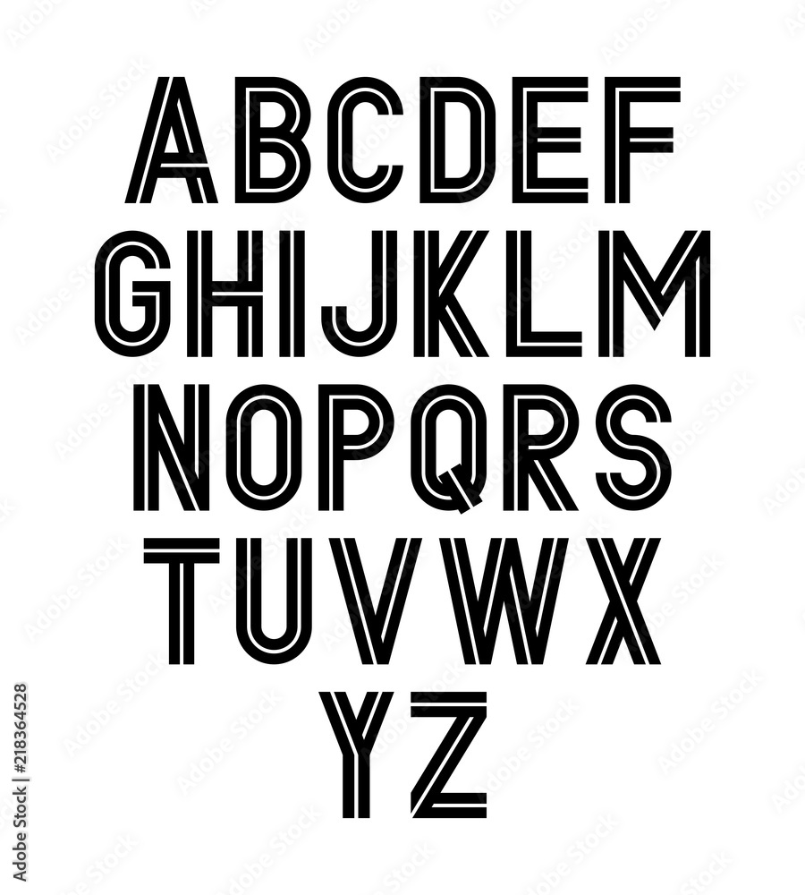Vector modern alphabet. Set of linear letters. Double font