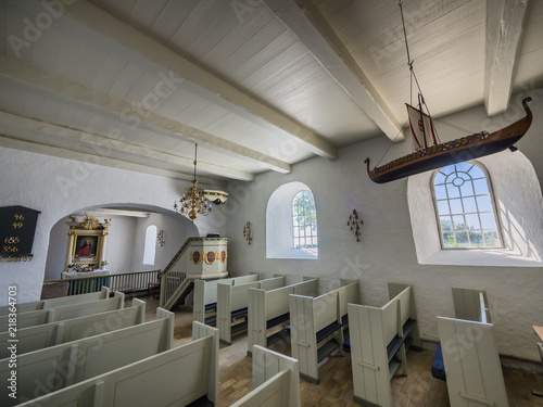 The very small church on Hjarnoe island in Jutland