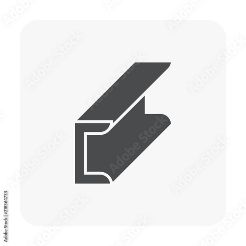 Steel product icon. C chanel profile shape. That alloy of iron from steel production industry and metallurgy used as beam, bar, frame, girder, structure in engineering, construction building material.