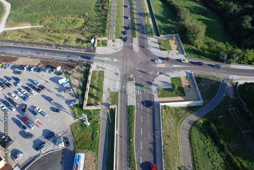 Vue aérienne d'un carrefour