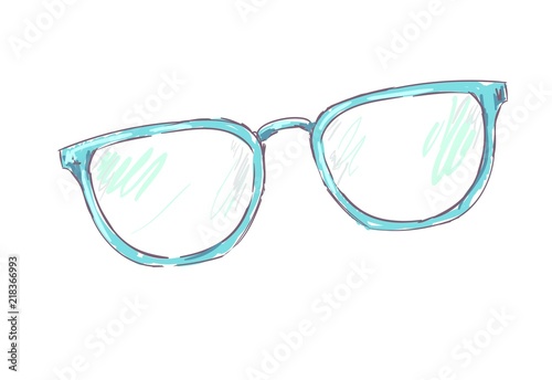 Hand Drawn Blue Glasses vector illustration, accessory