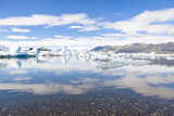 jokulsarlon blue lagoon panorama with icebergs
