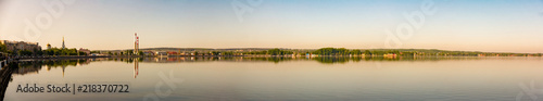 Panorama of city pond in Russia