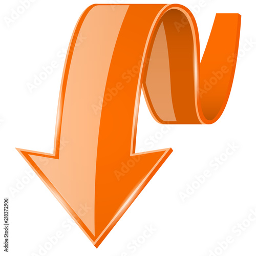 Orange 3d down arrow