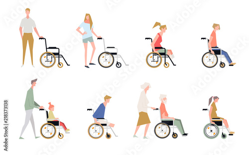People in a wheelchair. Disabled and handicapped.