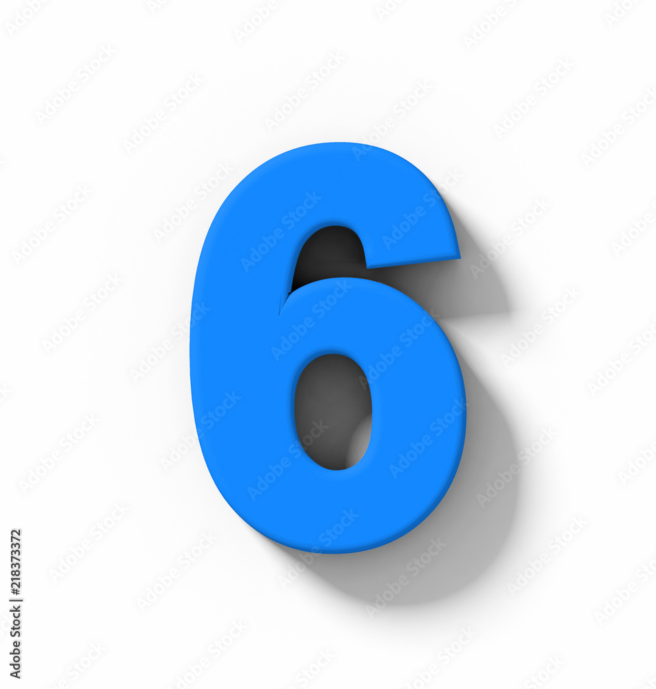 number 6 3D blue isolated on white with shadow - orthogonal projection number 6 3D blue isolated on white with shadow - orthogonal projection