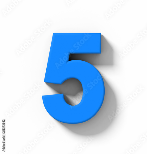 Free Download number 5 3D blue isolated on white with shadow - orthogonal projection - GFXLoad