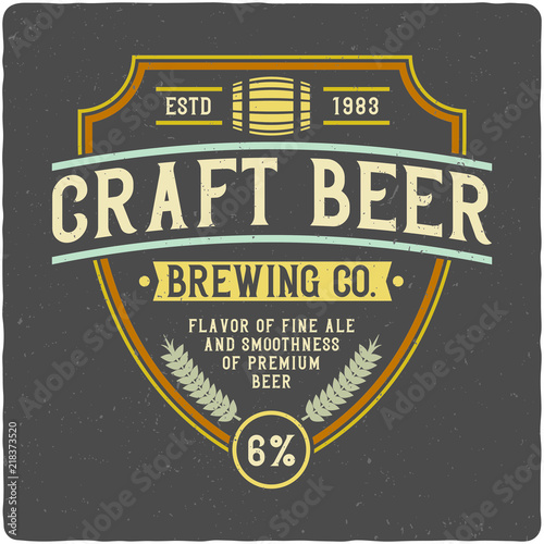 Beer label with frame. Isolated on dark background