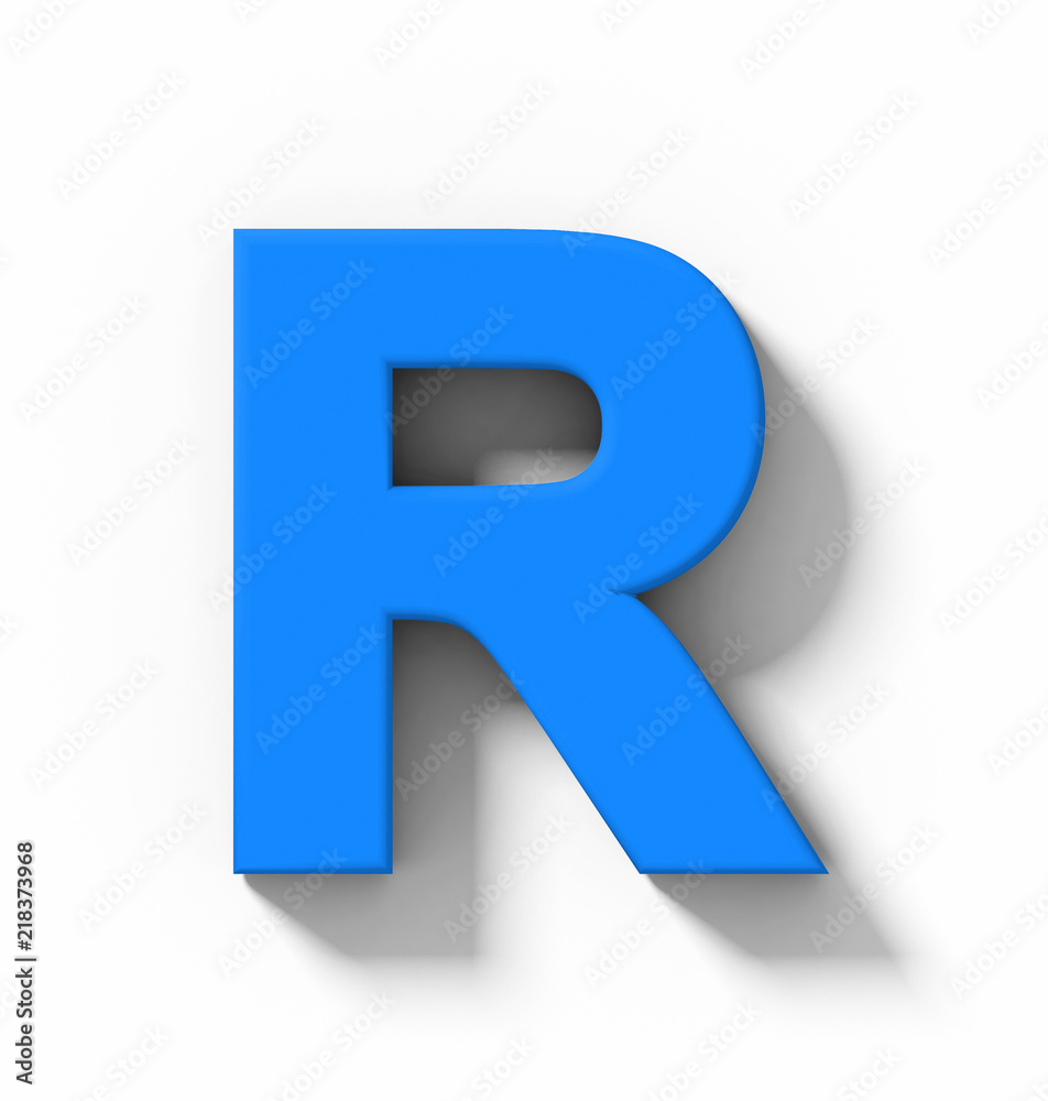 letter R 3D blue isolated on white with shadow - orthogonal projection letter R 3D blue isolated on white with shadow - orthogonal projection