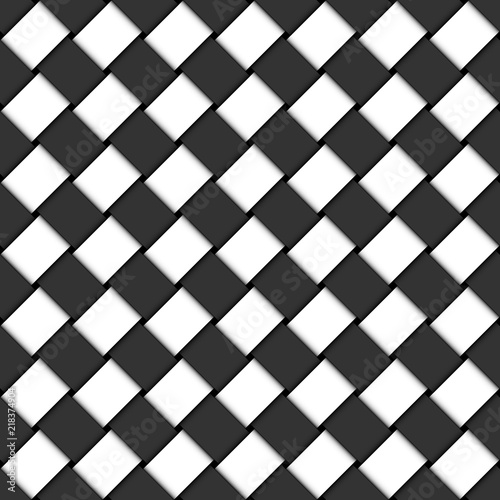 Seamless Pattern Diagonal Plaited Paper Stripes Black/White Big