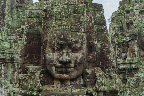 Faces of Bayon temple in Phnom Penh - Siem Reap, Cambodia ,before dawn in the morning, reflecting the water.It is the largest castle and religious place in the world.UNESCO is a World Heritage Site. © alis