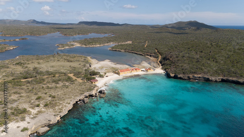 sea beach coast Bonaire island Caribbean sea aerial drone top