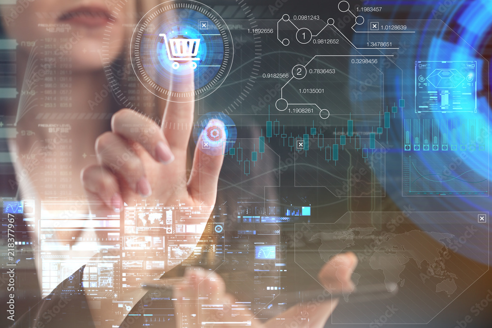 The concept of business, technology, the Internet and the network. A young entrepreneur working on a virtual screen of the future and sees the inscription: The concept of business, technology, the Internet and the network. A young entrepreneur working on a virtual screen of the future and sees the inscription: