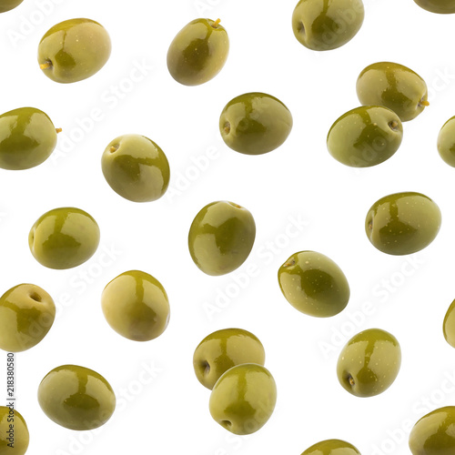 Seamless pattern of green olives