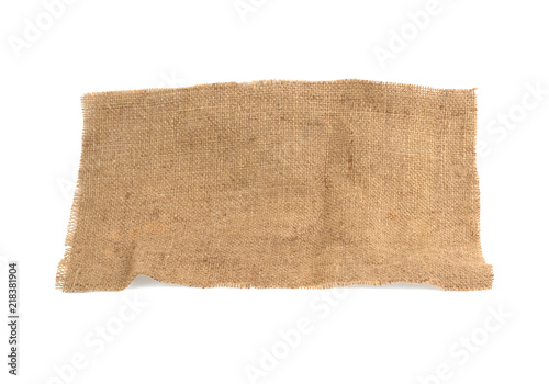 cloth burlap piece isolated on white background
