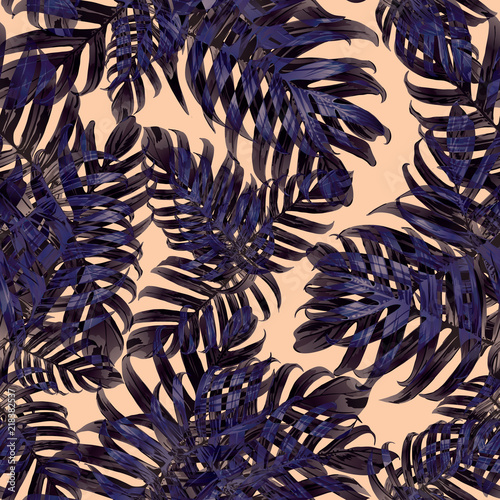 Palm Monstera Seamless Pattern. 