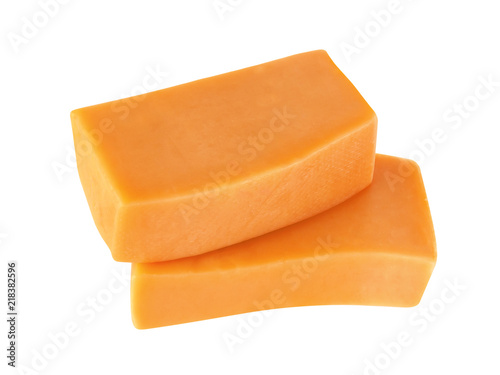 Cheddar cheese isolated on white background