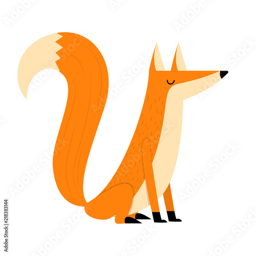 Cartoon sitting fox isolated on white background