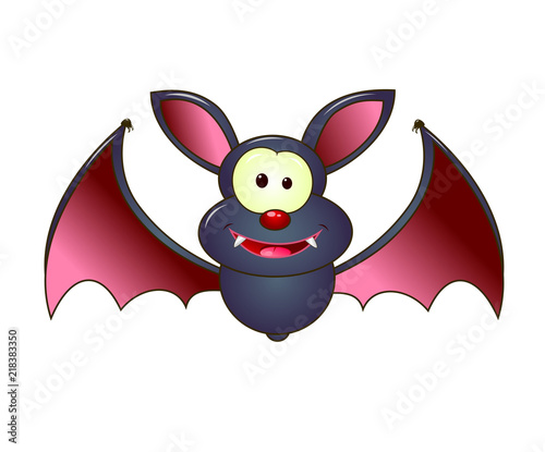 Halloween cute bat - vampire. Cartoon bat on white background Stock Vector  | Adobe Stock