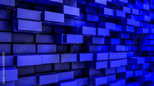 dark blue convex cubes three-dimensional background. abstract illustration. 3d RENDERING