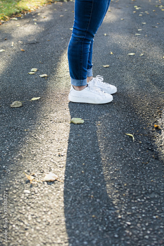 View of womans feet