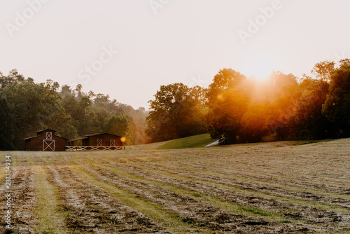 Sunset photo of a barn in Indiana photo