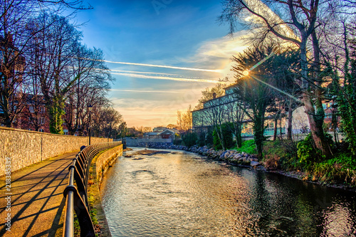 Photography Dublin, Ireland, March 2018, view of the river Dodder at sunset
