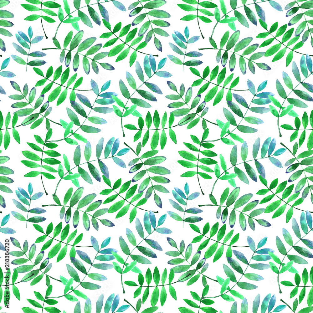 Watercolor pattern with bright summer leaves. Watercolor pattern with bright summer leaves.