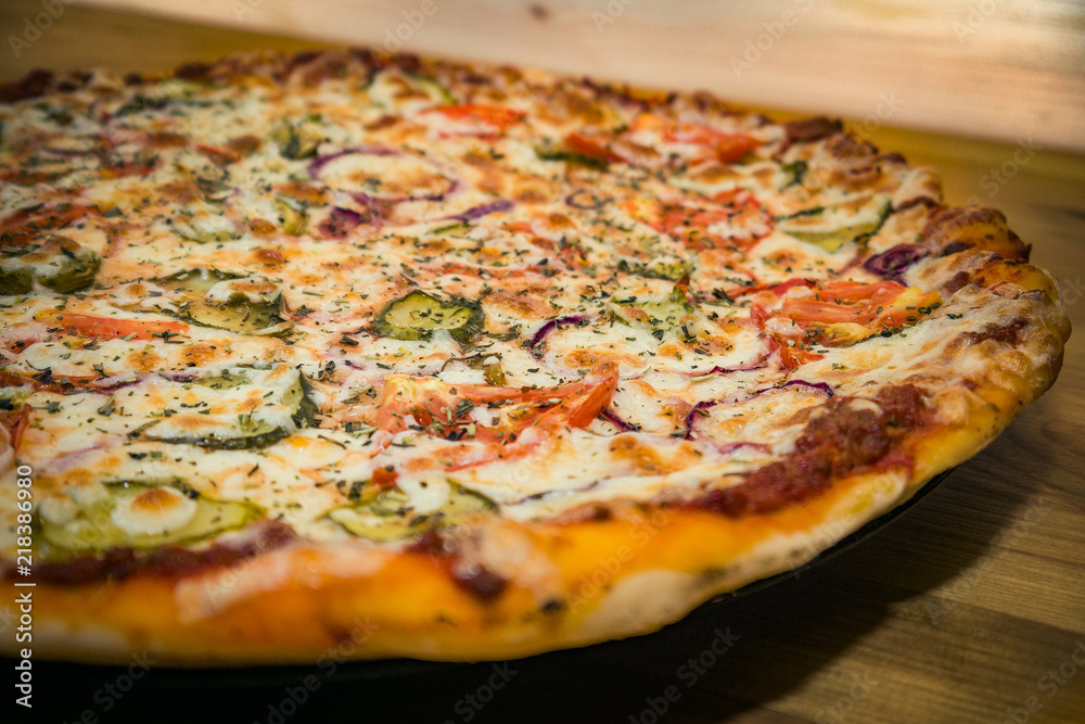 Very tasty fresh pizza from the pizzeria. Various fillings