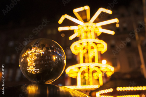 Glass ball in the middle of a Christmas market