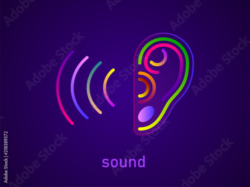 World Deaf Hearing Day. Ear. Hearing or listening loss. Ear canal. Futuristic innovation medical center aid prevention awareness vector illustration poster. Sound waves. Music online. Ear care