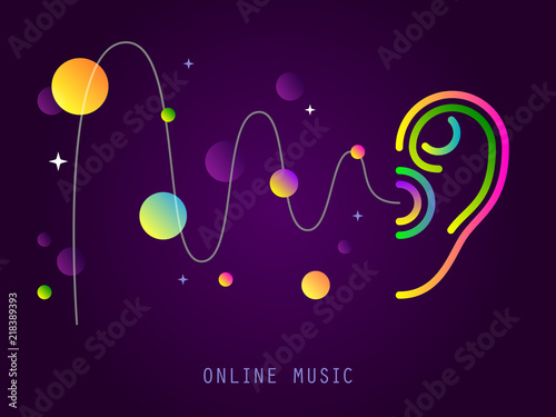 World Deaf Hearing Day. Ear. Hearing or listening loss. Ear canal. Futuristic innovation medical center aid prevention awareness vector illustration poster. Sound waves. Music online. Ear care
