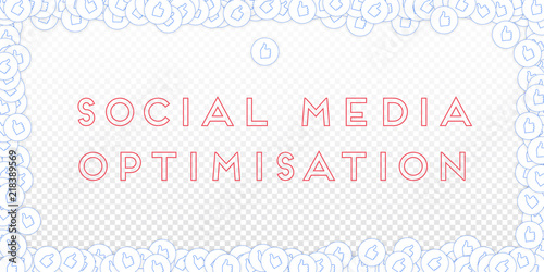 Social media icons. Social media marketing concept. Falling scattered thumbs up. Wide frame elements