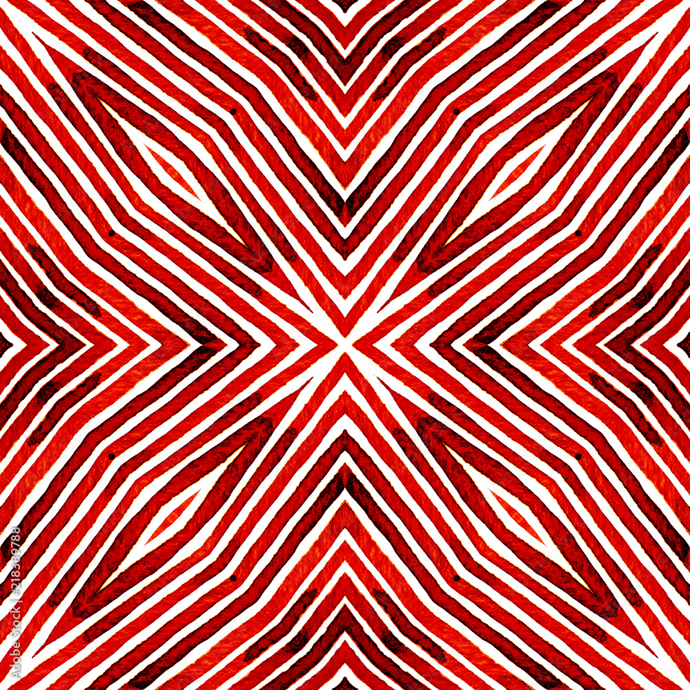 Obraz Wine red Geometric Watercolor. Amazing Seamless Pattern. Hand Drawn Stripes. Brush Texture. Stunning