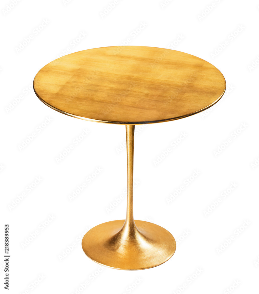 Elegant golden coffee table isolated on white background. Clipping path.. Elegant golden coffee table isolated on white background. Clipping path..
