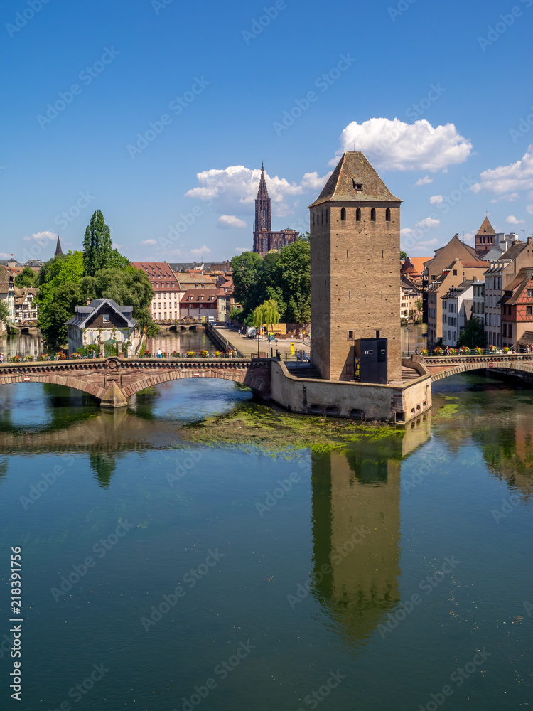 The Towers of Ponts Couverts in Strasbourg. Strasbourg is the capital and largest city of the Grand Est region of France and is the official seat of the European Parliament. The Towers of Ponts Couverts in Strasbourg. Strasbourg is the capital and largest city of the Grand Est region of France and is the official seat of the European Parliament.