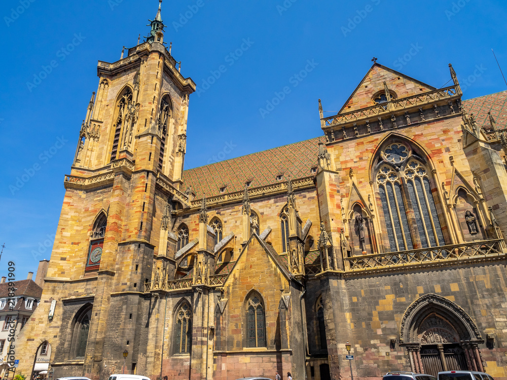 St Martin`s Church in Colmar. Colmar is a famous tourist destination located in Grand Est France.