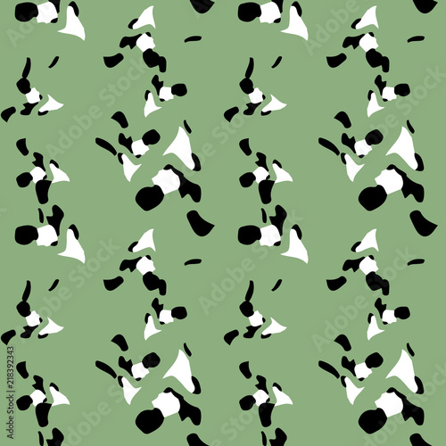 UFO military camouflage seamless pattern in green black and white colors