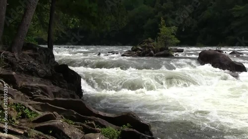 Zoom out of rushing river