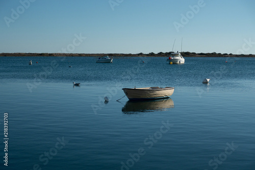 boats moored in the lagoon