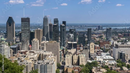 Panoramic view on Montreal downtown from Mont-Royal view point